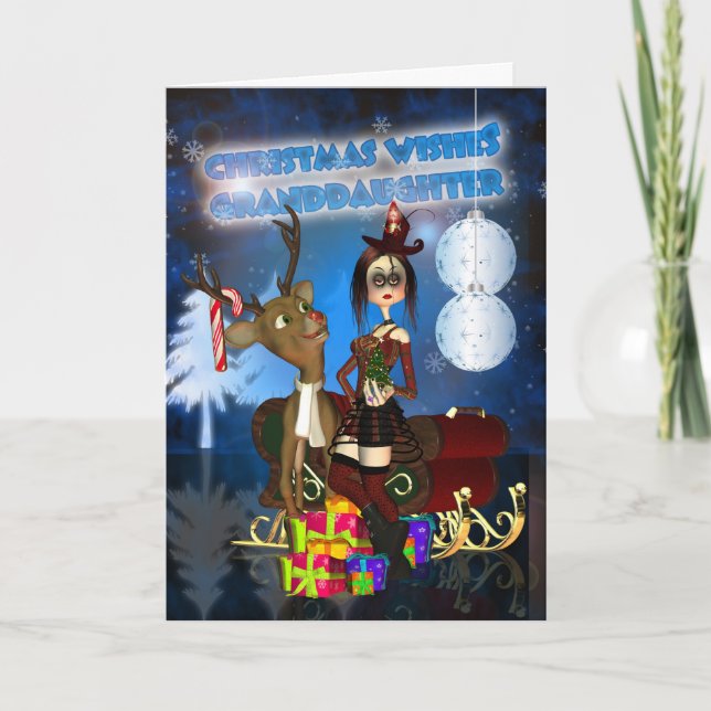 Granddaughter Gothic Christmas Card, H.I.P. And Re Holiday Card (Front)