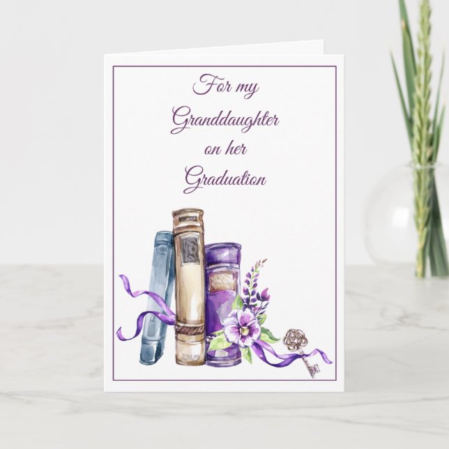 Granddaughter Graduation Watercolor  Thank You Card (Front)