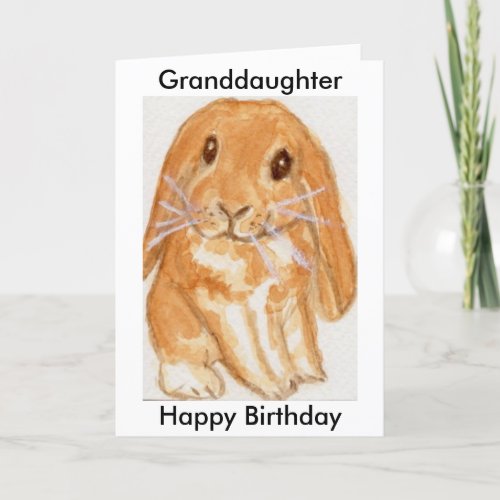 Granddaughter Grandson Rabbit birthday personalise Card