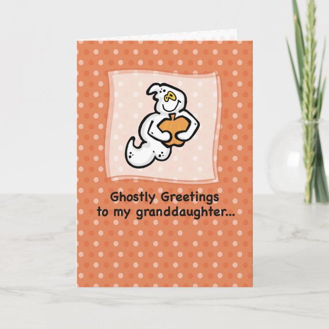 Granddaughter Halloween Cute Ghostly Greetings Card (Front)