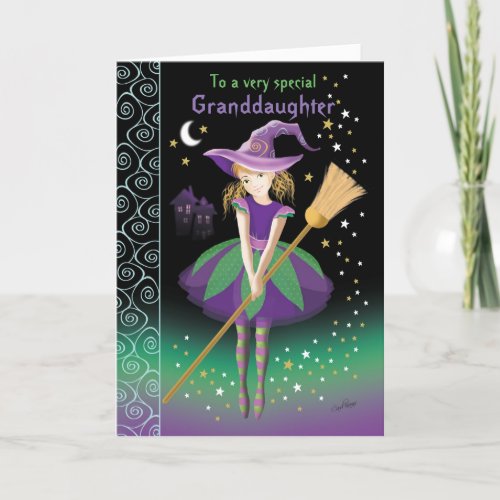 Granddaughter Halloween Tween Witch Card