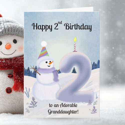 Granddaughter Happy 2nd Birthday Snowman Building