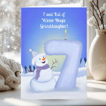 Granddaughter Happy 7th Birthday Snowman   Card<br><div class="desc">Bright winter joy fills this 7th birthday scene as a cheerful snowman shows off the tall snowy “7” sculpted just for your daughter’s big day. Soft, leaf-shaped trees frame the background, bringing a gentle seasonal touch to the artwork. The cool winter tones, playful textures, and warm expression create a sweet,...</div>