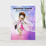 Granddaughter, Happy Birthday cute fairy dancing Card<br><div class="desc">A cute fairy dances making magical sparkles flow in the air,  on a pretty blended background with sparkle bokeah lights. Great for that special young one who adores fairies.</div>