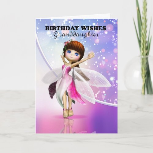 Granddaughter Happy Birthday cute fairy dancing Card