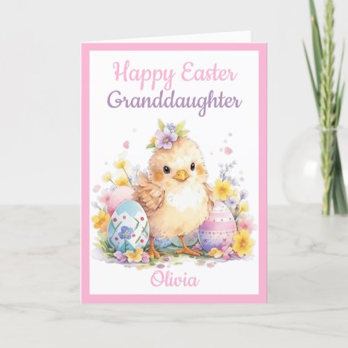 Granddaughter Happy Easter Chick Egg Cute Holiday Card