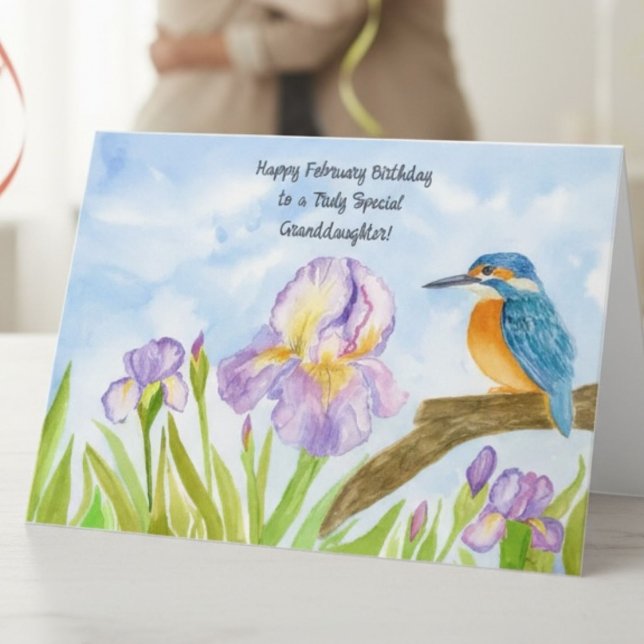 Granddaughter Happy February Birthday Kingfisher Card (Creator Uploaded)