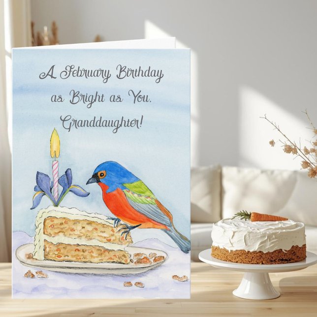 Granddaughter Happy February Birthday Painted Bunt Card (Creator Uploaded)