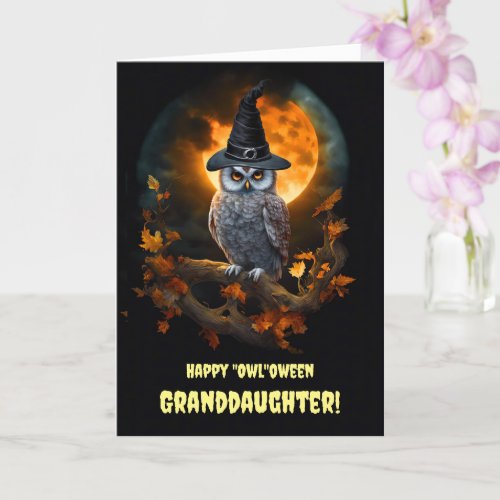 Granddaughter Happy Halloween with Cute Owl Card