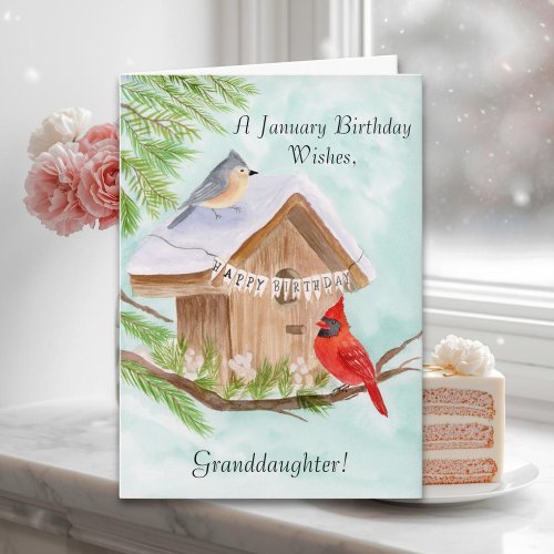 Granddaughter Happy January Birthday Birds at Bird