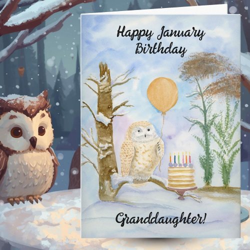 Granddaughter Happy January Birthday Owl Cake