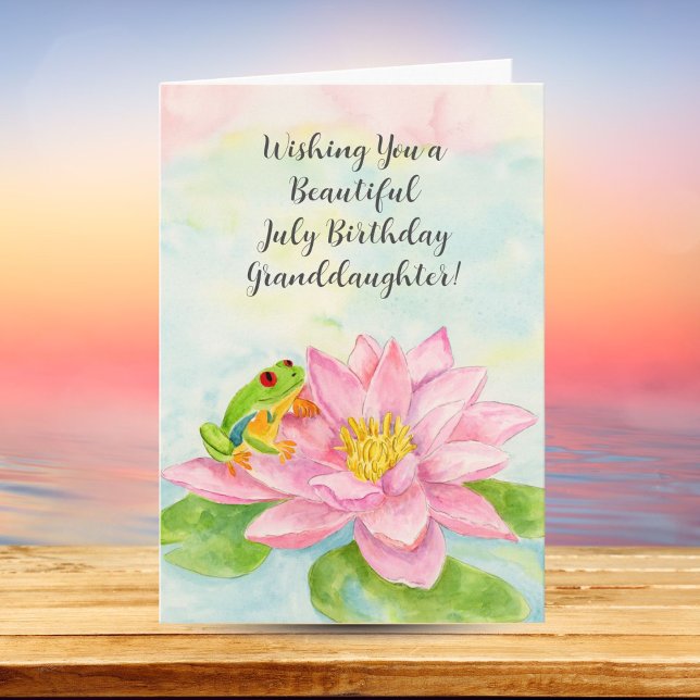 Granddaughter Happy July Birthday with Waterlily Card (Creator Uploaded)