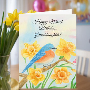 Granddaughter Happy March Birthday Blue Bird  Card