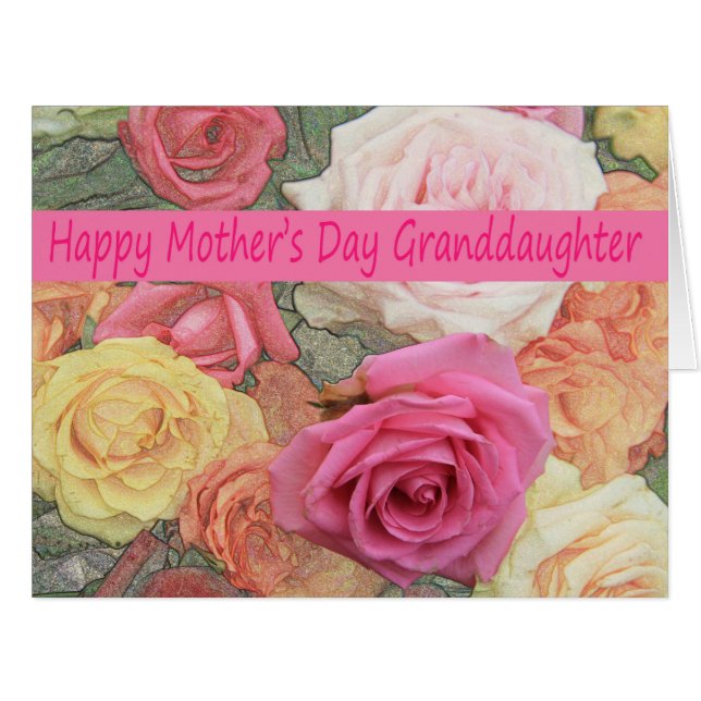 granddaughter  Happy Mother's Day rose card (Front Horizontal)