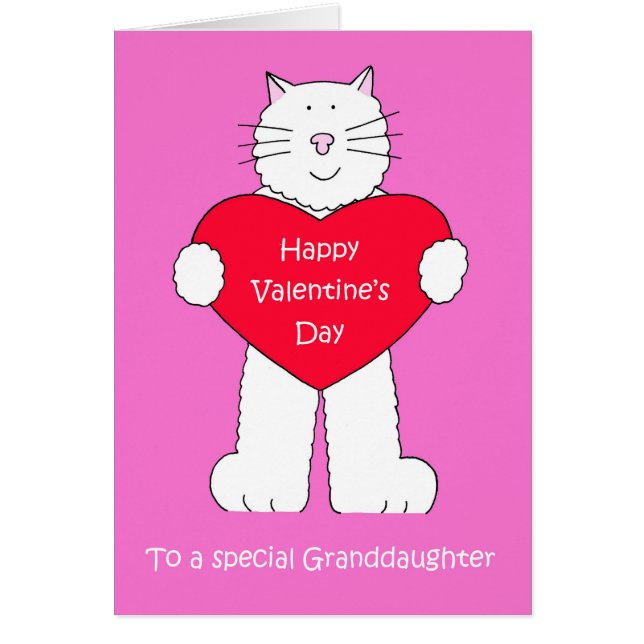 Granddaughter Happy Valentine's Day White Cat (Front)