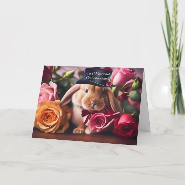 Granddaughter Happy Valentines Day with Bunny Card (Front)
