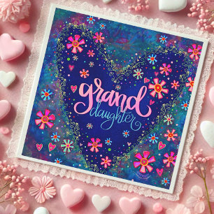Granddaughter Heart Floral Pretty Valentine card