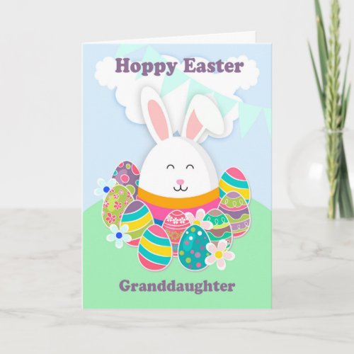 Granddaughter Hoppy Easter With Rabbit Card