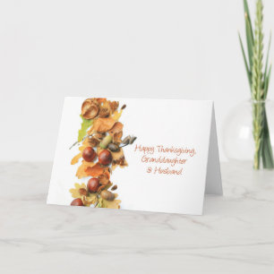 Granddaughter & Husband autumn border thanksgiving Holiday Card