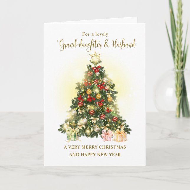 Granddaughter & Husband Christmas Tree Holiday Card (Front)