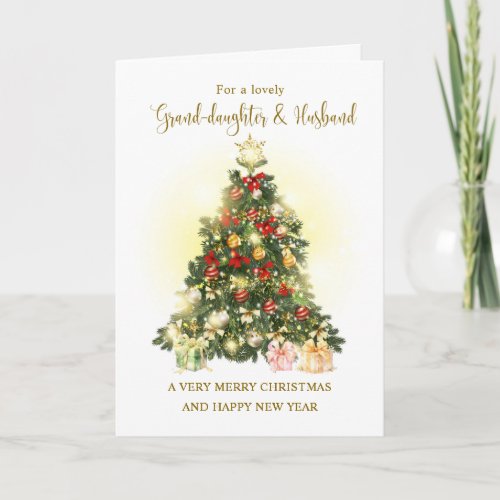 Granddaughter  Husband Christmas Tree Holiday Card