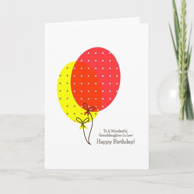 Granddaughter In Law Birthday Cards Balloons (Front)