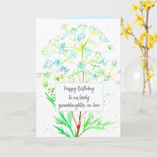 Granddaughter In Law Happy Birthday Blue Flowers Card