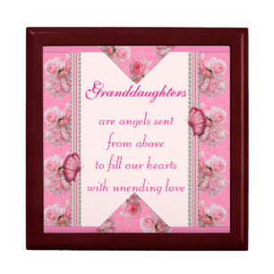 Granddaughter Keepsake Box/Butterfly & Roses Jewelry Box