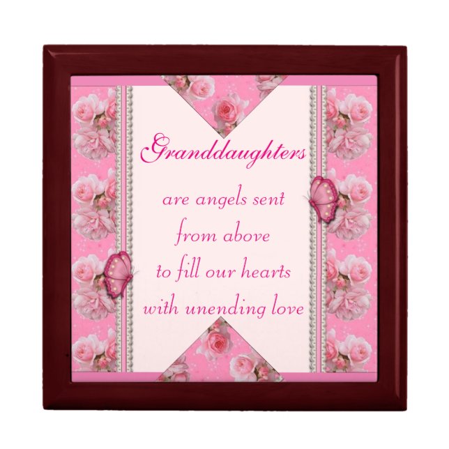 Granddaughter Keepsake Box/Butterfly & Roses Jewelry Box (Front)