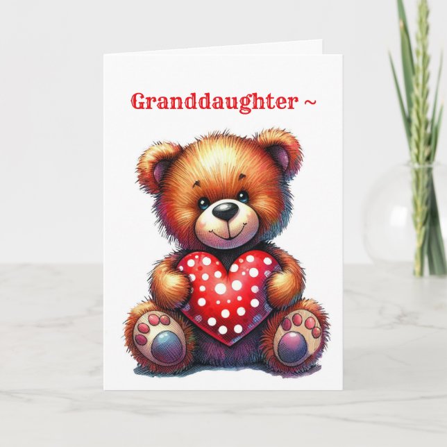 GRANDDAUGHTER LIL BEAR VALENTINE CARD (Front)