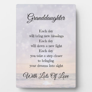 Granddaughter Love and Encouragement Poem Art gift Plaque