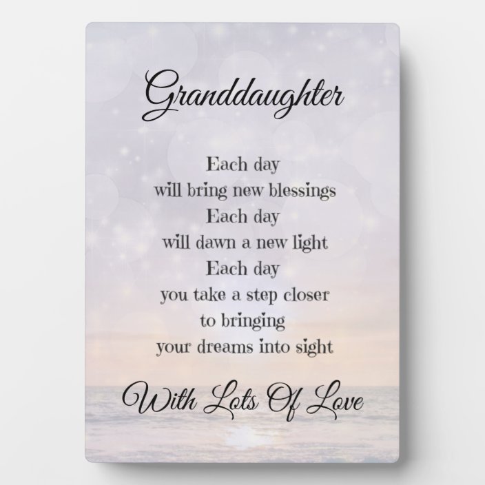 Granddaughter Love and Encouragement Poem Art gift Plaque | Zazzle.com