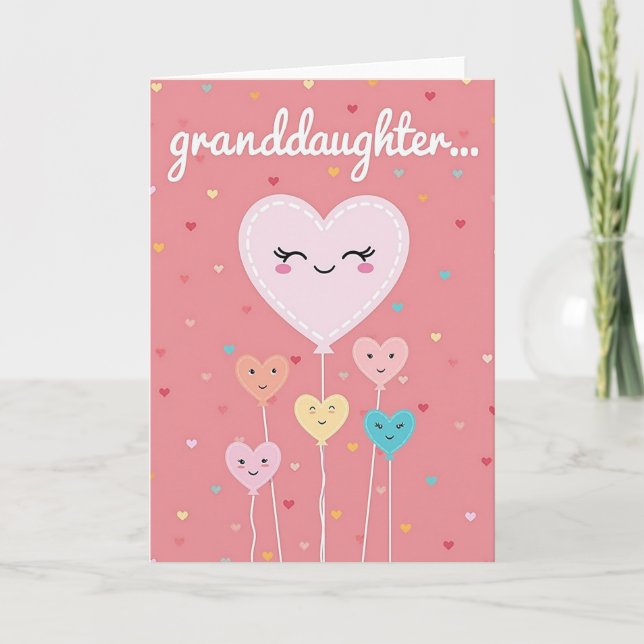 Granddaughter Love Hearts Card (Front)