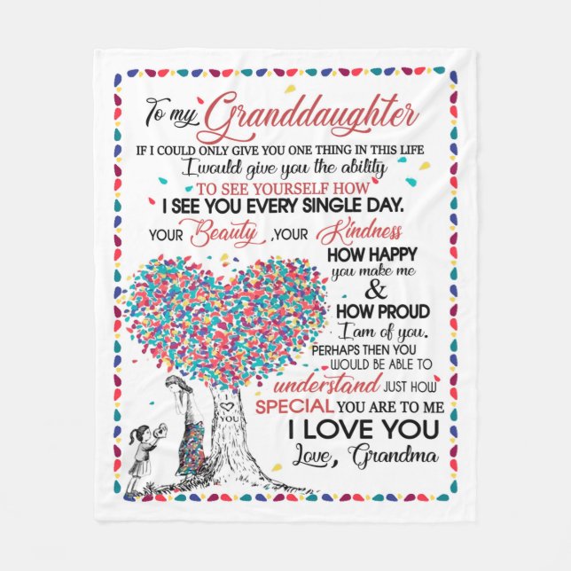 Granddaughter Lovers | Letter To My Granddaughter Fleece Blanket (Front)