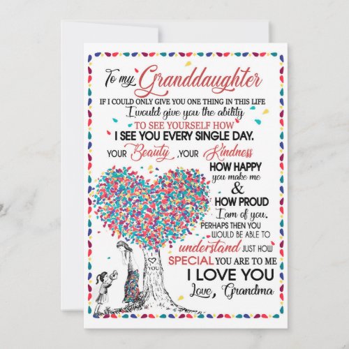 Granddaughter Lovers  Letter To My Granddaughter Holiday Card