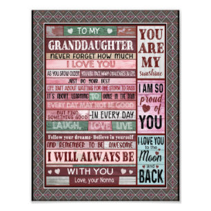 Granddaughter Lovers   Letter To My Granddaughter Photo Print