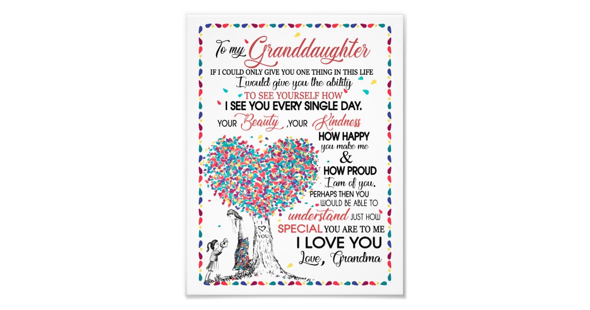 Granddaughter Lovers | Letter To My Granddaughter Photo Print | Zazzle.com