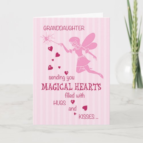 Granddaughter Magical Fairy Pink Valentines Day Holiday Card