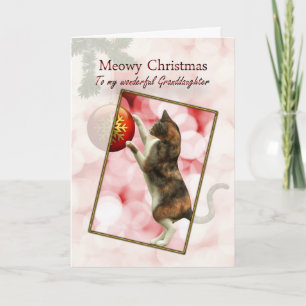 Granddaughter, Meowy Christmas Holiday Card