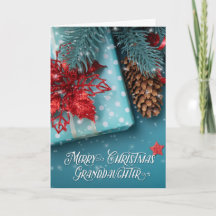 Granddaughter Merry Christmas Cheer Blue and Red