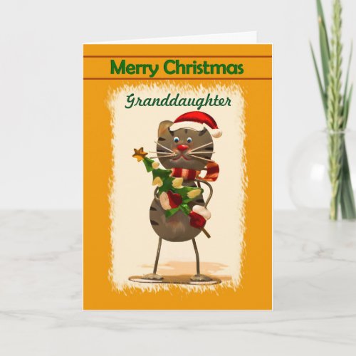 Granddaughter  Merry Christmas _ Funky Cat Holiday Card