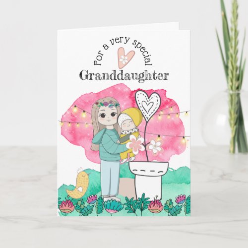 Granddaughter mother child any age birthday DIY Card