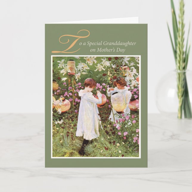 Granddaughter, Mother's Day, Girls in Flower Garde Card (Front)