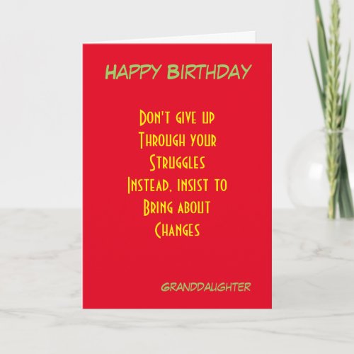 Granddaughter motivational birthday greeting cards