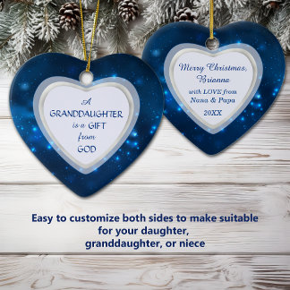 Granddaughter Night Lights Christmas Ceramic Ornament