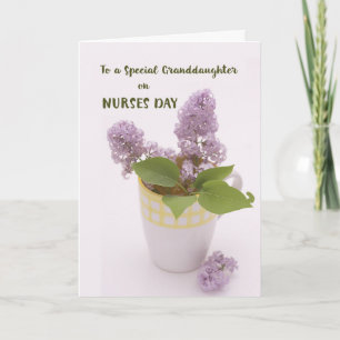 Granddaughter Nurses Day with Lilacs in Coffee Cup Card
