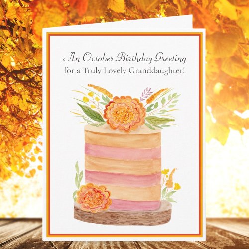 Granddaughter October Birthday Marigolds on Cake