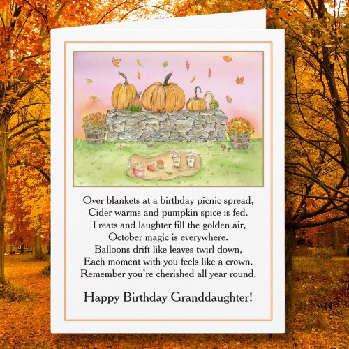 Granddaughter October Birthday with Pumpkin Picnic