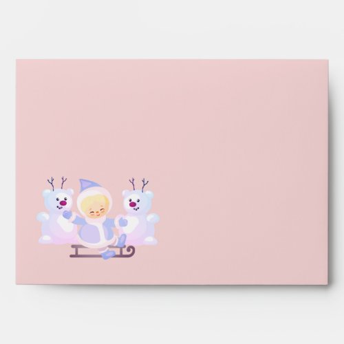 Granddaughter on Sled Snowman Cute Christmas Envelope