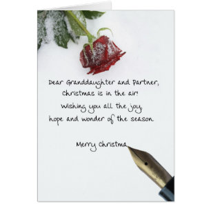 Granddaughter & Partner christmas letter on snow Cards